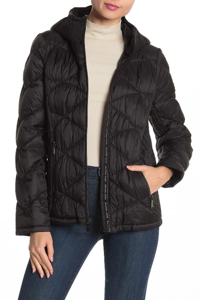 Michael Michael Kors Packable Hooded Quilted Down Jacket In Black | ModeSens