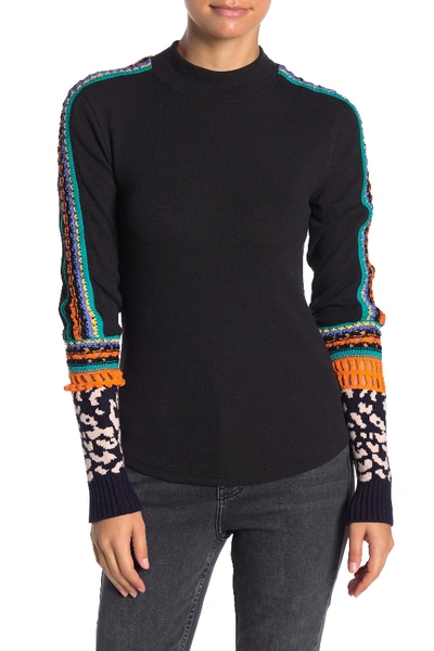 Free People Switch It Up Crochet-trim Thermal Top In Black | ModeSens