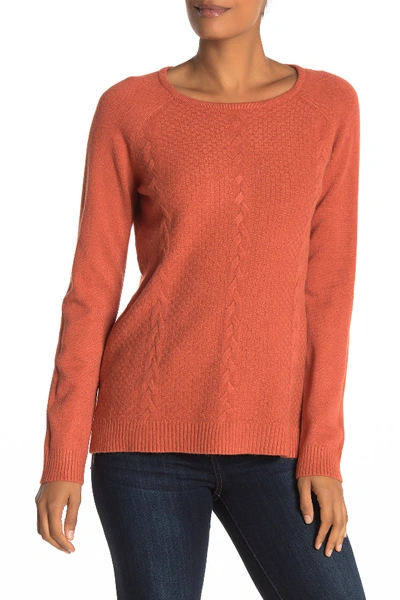Shop Cyrus Modern High/low Cable Knit Sweater In Sunst Htr
