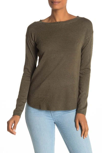 Shop Cyrus High/low Crew Neck Sweater In Burnt Oliv