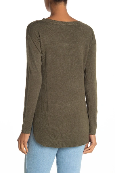 Shop Cyrus High/low Crew Neck Sweater In Burnt Oliv