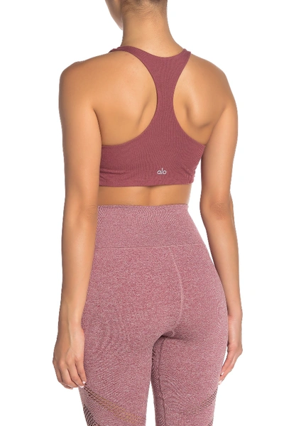 Shop Alo Yoga Knot Sports Bra In Rosewood