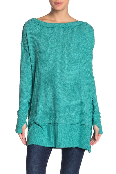 Shop Free People North Shore Thermal Knit Tunic Top In Turq