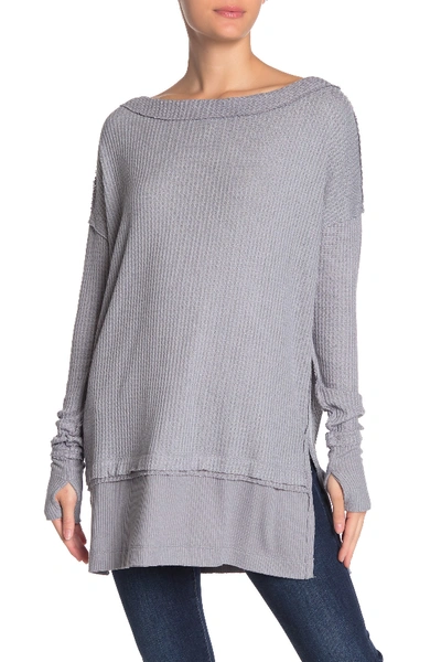 Shop Free People North Shore Thermal Knit Tunic Top In Grey