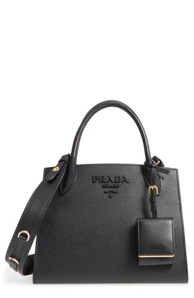Shop Prada Small Monochrome Tote - Black In Nero