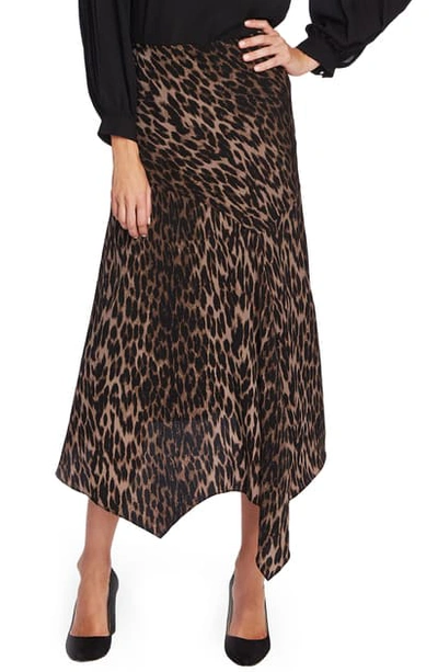 Shop Vince Camuto Animal Print Asymmetrical Hem Skirt In Rich Black