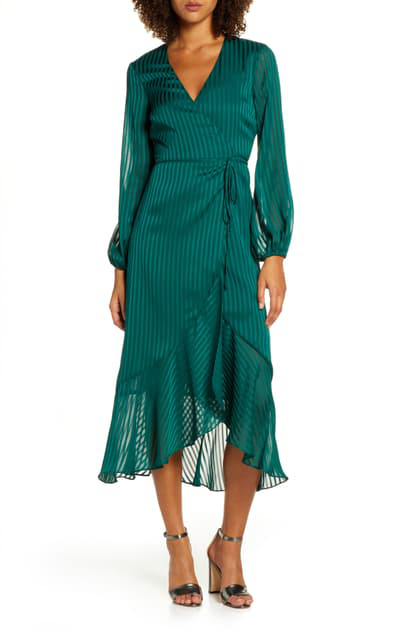 dark green wrap dress