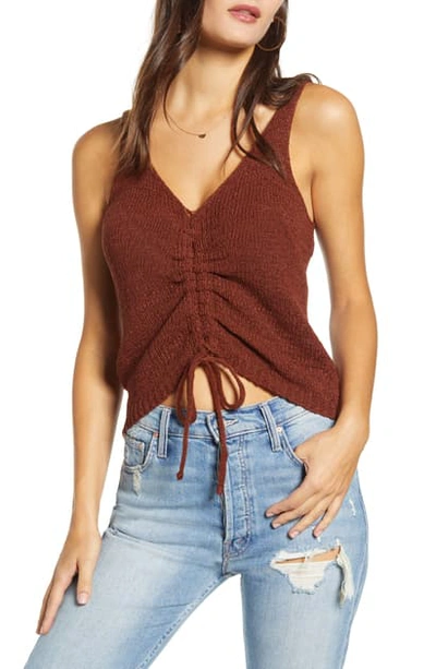 Shop Joa Ruched Front Sleeveless Top In Rust
