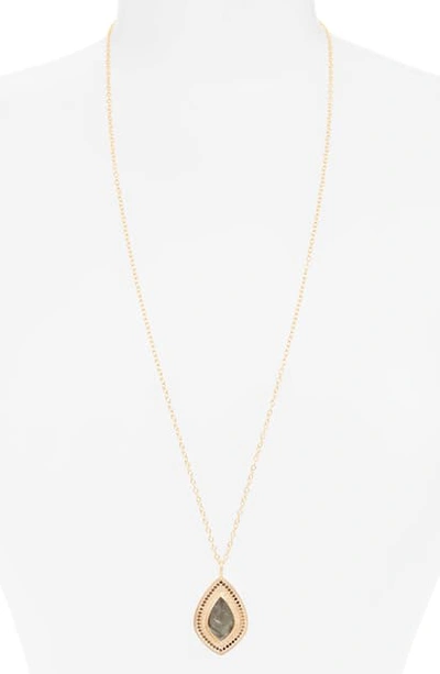 Shop Anna Beck Quartz Kite Pendant Long Necklace (nordstrom Exclusive) In Gold/ Grey Quartz