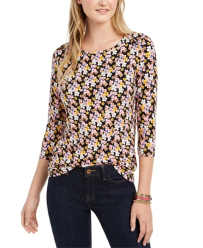 Shop Tommy Hilfiger Floral-print Boat-neck Top, Created For Macy's In Bonne Floral- English Rose Multi