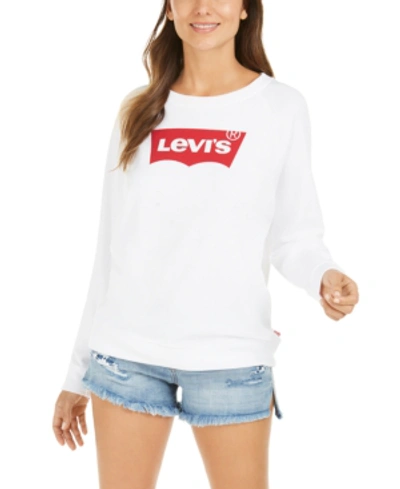Shop Levi's Women's Batwing Relaxed Graphic Top In Fleece Good Batwing White