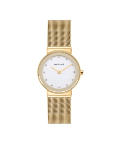 Shop Bering Women's Crystal Gold-tone Stainless Steel Mesh Bracelet Watch 26mm