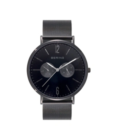 Shop Bering Men's Multi-function Black Stainless Steel Mesh Bracelet Watch 40mm