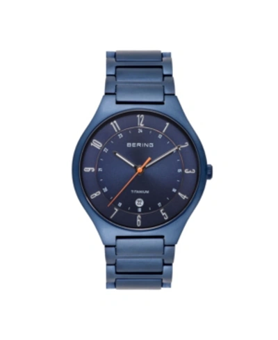 Shop Bering Men's Blue Titanium Bracelet Watch 39mm