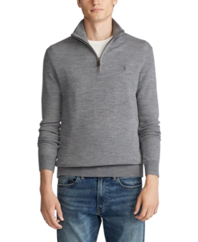 Polo Ralph Lauren Men's Merino Wool Quarter-zip Sweater In Grey Two Tone |  ModeSens