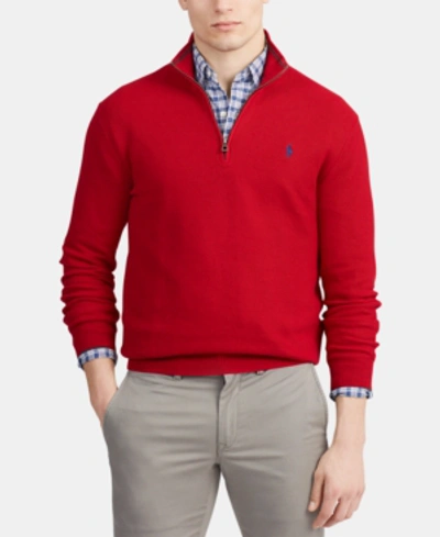 Shop Polo Ralph Lauren Men's Cotton Quarter-zip Sweater In Park Avenue Red
