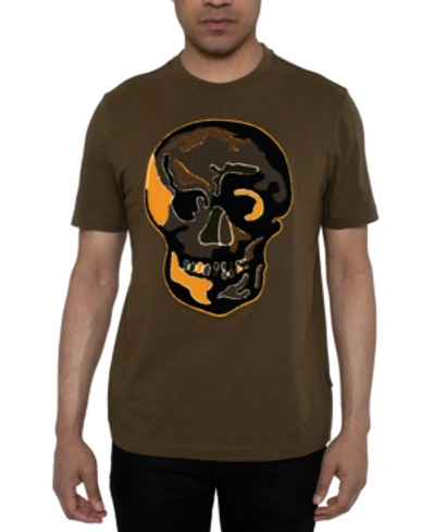 Shop Sean John Men's Chenille Skull Graphic T-shirt In Beechwood