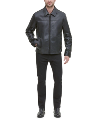 Shop Cole Haan Men's Leather Jacket, Created For Macy's In Black
