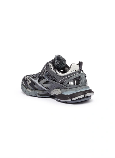 Shop Balenciaga 'track.2' Caged Patchwork Sneakers In Grey