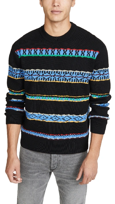 Shop Kenzo Peruvian Stripes Crew Neck Sweater In Black