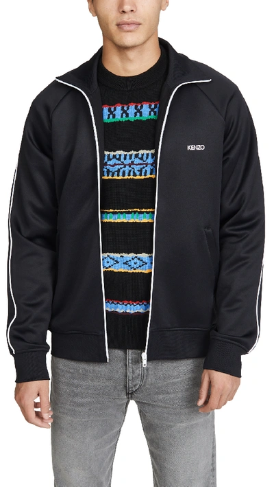 Shop Kenzo Tech Jersey Track Jacket In Black