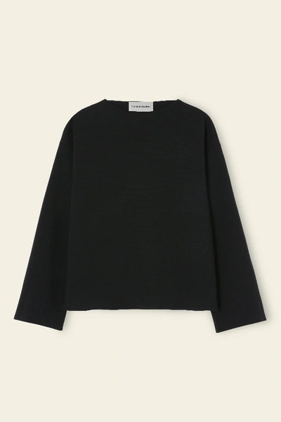 Shop Mansur Gavriel Wool Milano Long Sleeve Sweater In Black