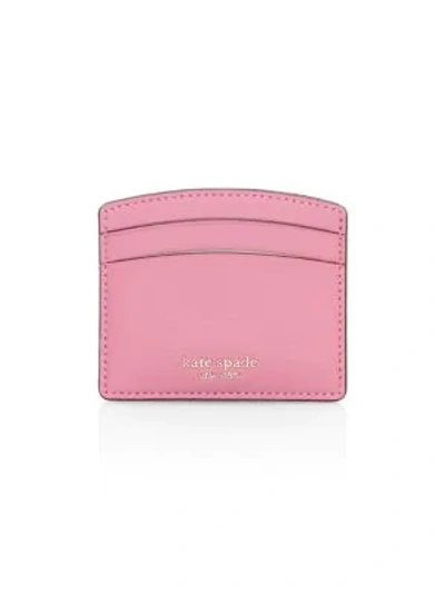 Shop Kate Spade Sylvia Leather Card Holder In Blustery Pink