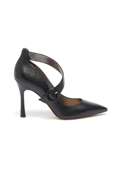 Shop Sam Edelman 'hinda' Cross Strap Buckle Leather Pumps In Black