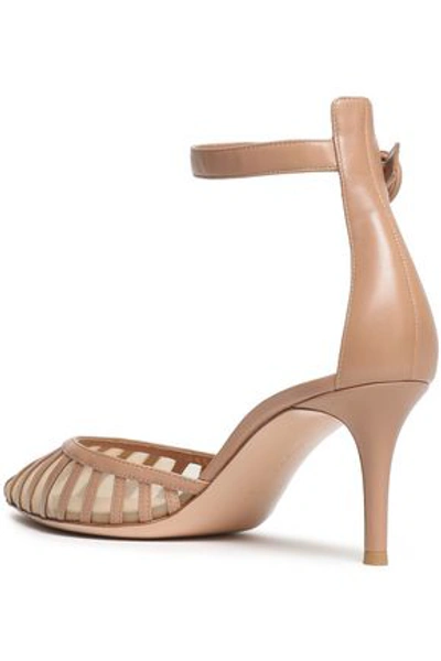 Shop Gianvito Rossi Woman Leather And Mesh Pumps Blush