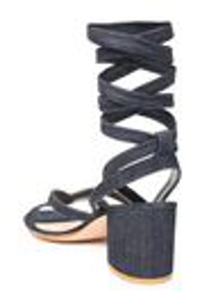 Shop Gianvito Rossi Janis Denim Sandals In Dark Denim