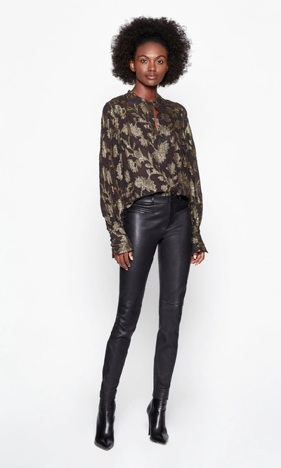 Shop Equipment Boleyn Silk &amp; Metallic Shirt In Black/gold