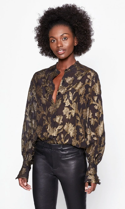 Shop Equipment Boleyn Silk &amp; Metallic Shirt In Black/gold