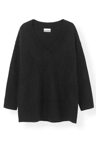 Shop Ganni V-neck Pullover Black
