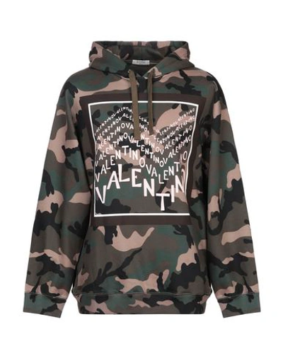 Shop Valentino Garavani Man Sweatshirt Military Green Size S Cotton, Polyamide