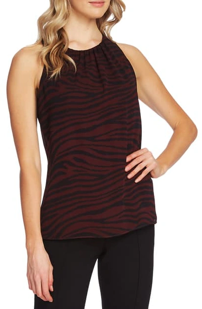 Shop Vince Camuto Tranquil Animal Print Sleeveless Blouse In Port