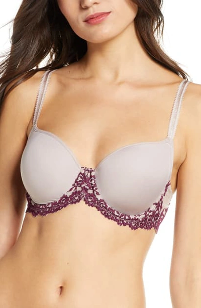 Shop Wacoal Embrace Lace Underwire Molded Cup Bra In Sphinx/ Pickled Beet