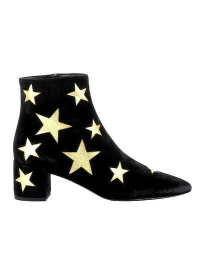 Shop Saint Laurent Black Suede Ankle Boots