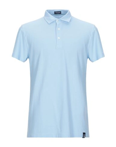 Shop Drumohr Man Polo Shirt Sky Blue Size L Cotton