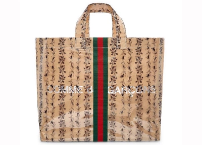 Pre-owned Gucci  X Comme Des Garcons Paper Tote Bag Floral Vinyl Clear