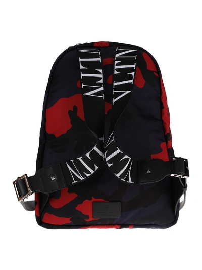 Shop Valentino Camouflage Backpack In Camouflage Red Blue