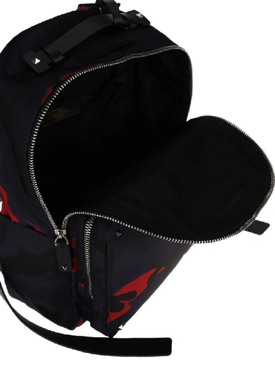 Shop Valentino Camouflage Backpack In Camouflage Red Blue