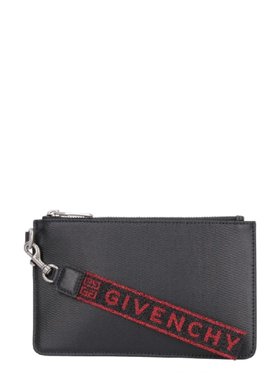 Shop Givenchy Logoed Wristlet Pouch In Black