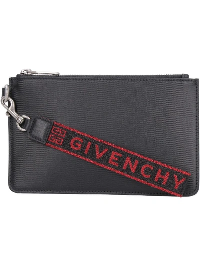 Shop Givenchy Logoed Wristlet Pouch In Black