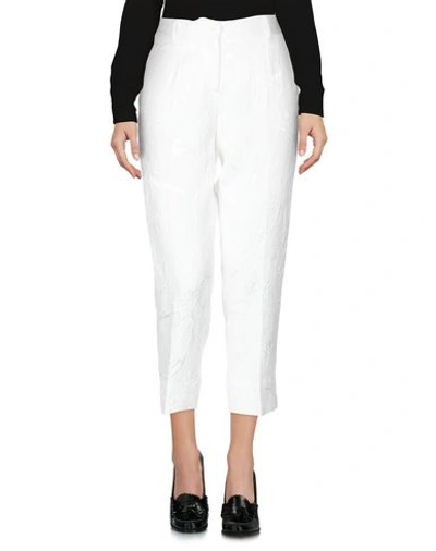 Shop Dolce & Gabbana Woman Cropped Pants White Size 0 Cotton, Viscose, Elastane