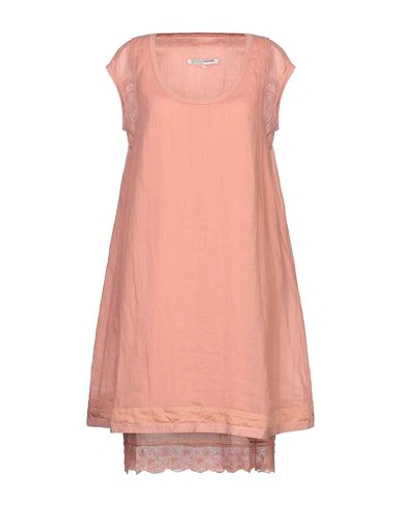 Shop European Culture Woman Mini Dress Salmon Pink Size S Cotton, Rayon, Lycra
