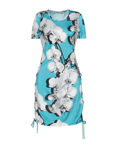 Shop Roberto Cavalli Woman Mini Dress Azure Size 8 Viscose In Blue