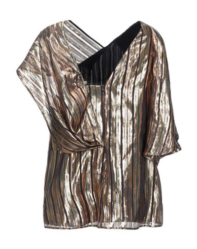 Shop Peter Pilotto Woman Blouse Gold Size 8 Silk, Polyester