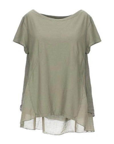 Shop European Culture Woman T-shirt Military Green Size M Cotton, Ramie