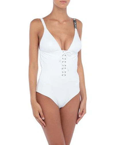 Shop Moschino One-piece Swimsuits In White