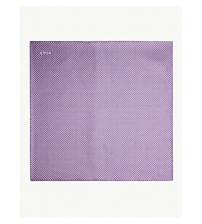 Shop Eton Polka-dot Silk Pocket Square In Purple